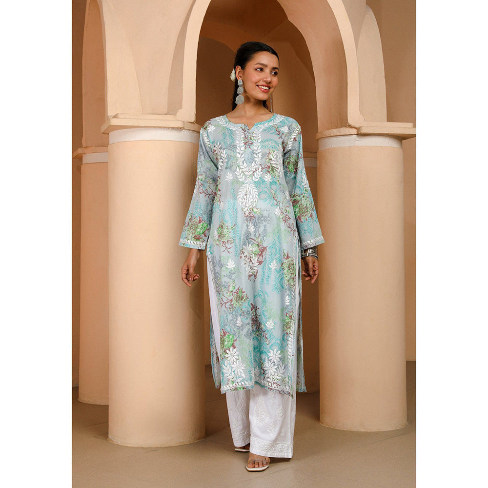 House of Chikankari Eliza Chikankari Mulmul Straight Kurta
