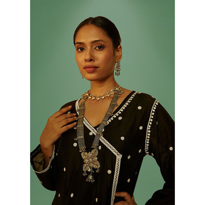 House of Chikankari Mahak Chikankari Short Angrakha Kurta and Pants (Set of 2)
