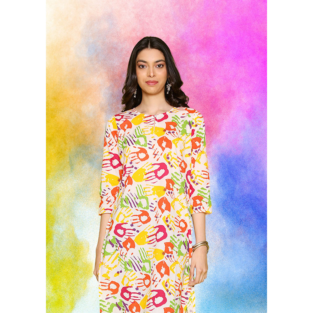 House of Chikankari Rang Barse Cotton Printed Women's Long Kurta
