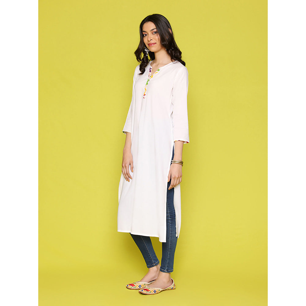 House of Chikankari Rang Barse Rayon Solid Women's Long Kurta