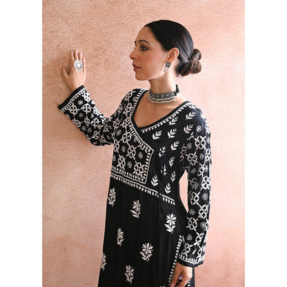 House of Chikankari Kashish Chikankari Black Modal Straight Kurta