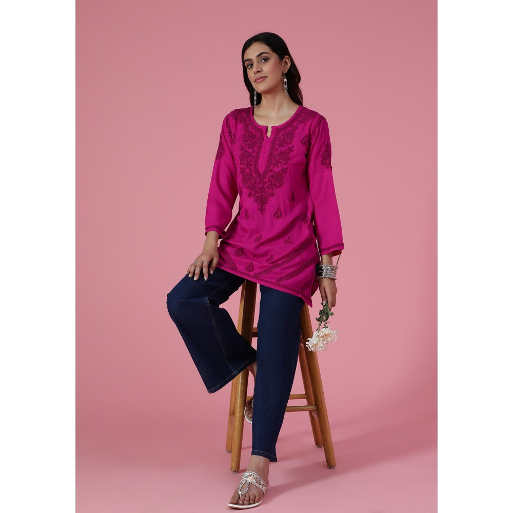 Chikankari Woven Short Kurta