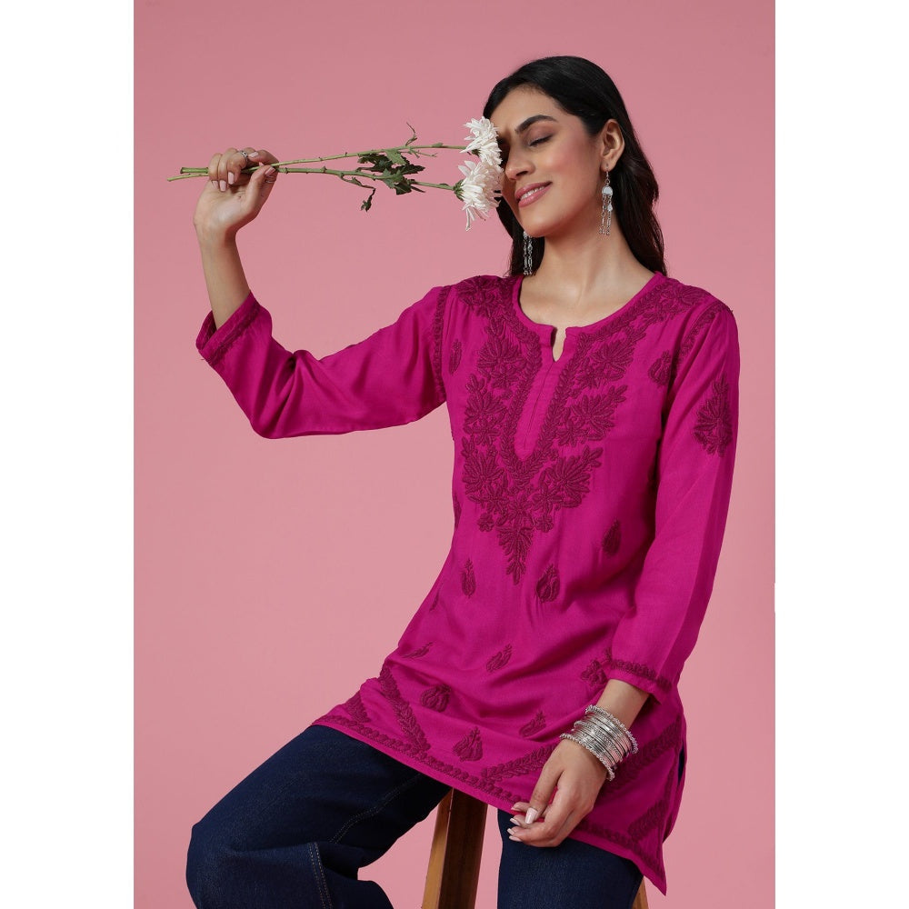 Chikankari Woven Short Kurta