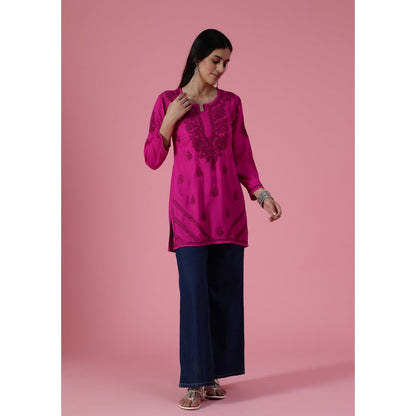 Chikankari Woven Short Kurta