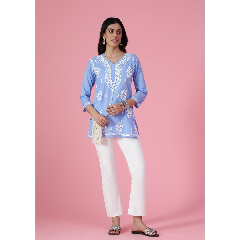Chikankari Woven Short Kurta