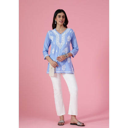 Chikankari Woven Short Kurta
