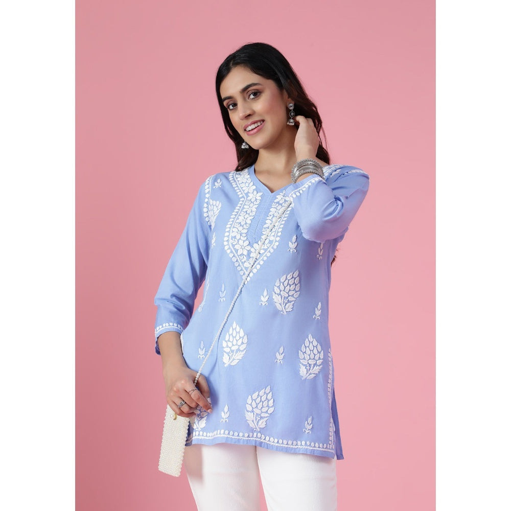 Chikankari Woven Short Kurta