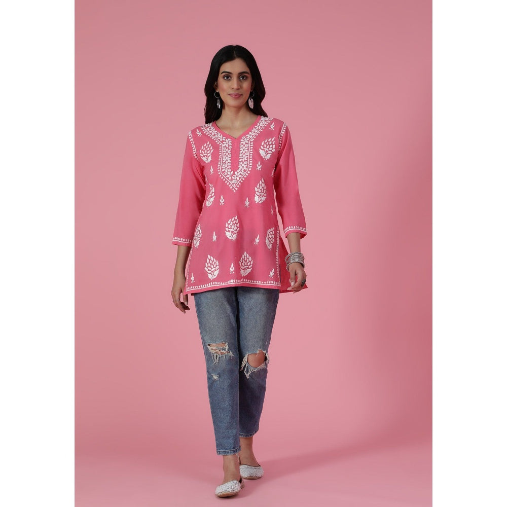 Chikankari Woven Short Kurta