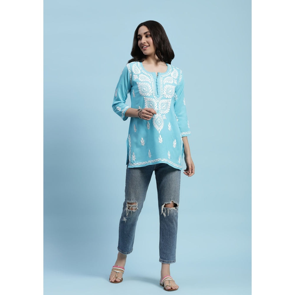 Chikankari Woven Short Kurta