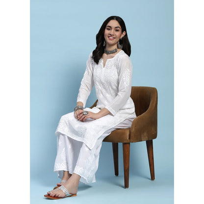 Chikankari Woven Long Kurta