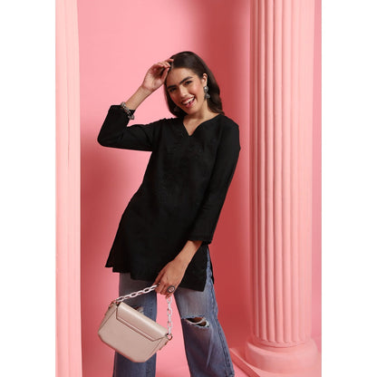 Chikankari Woven Short Kurta