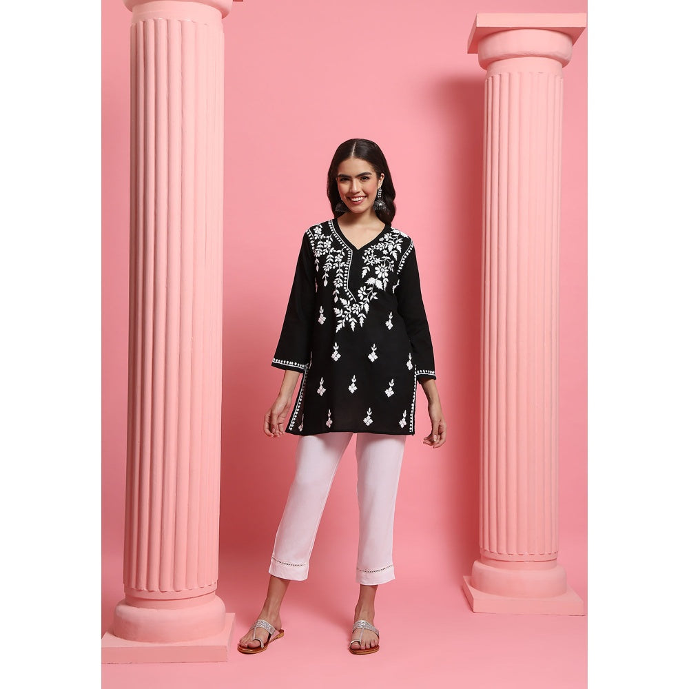 Chikankari Woven Short Kurta