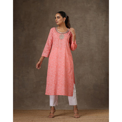 HOC Crafts Hand Embroidered Printed Long Kurta