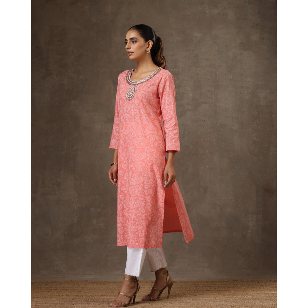 HOC Crafts Hand Embroidered Printed Long Kurta