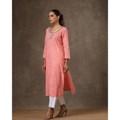 HOC Crafts Hand Embroidered Printed Long Kurta