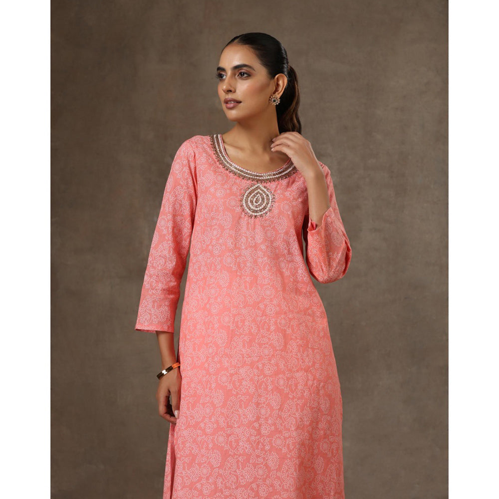 HOC Crafts Hand Embroidered Printed Long Kurta