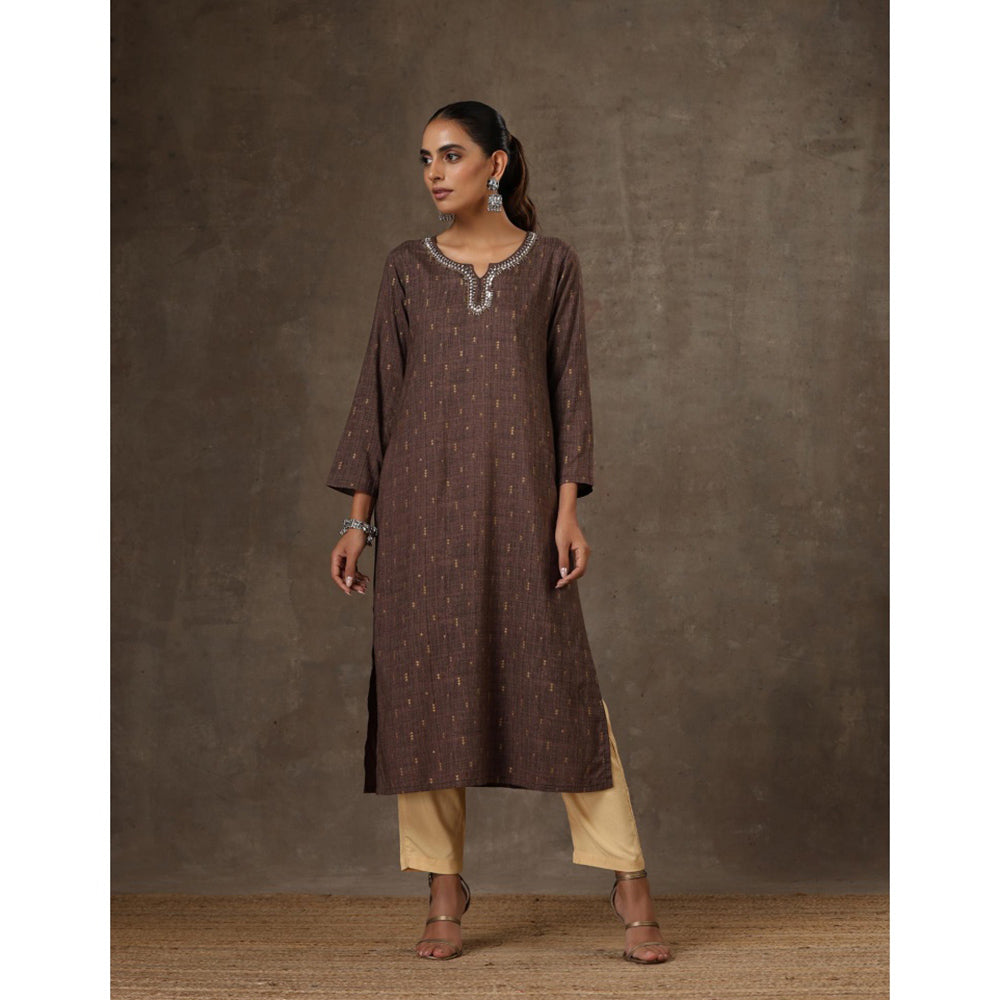 HOC Crafts Hand Embroidered Printed Long Kurta