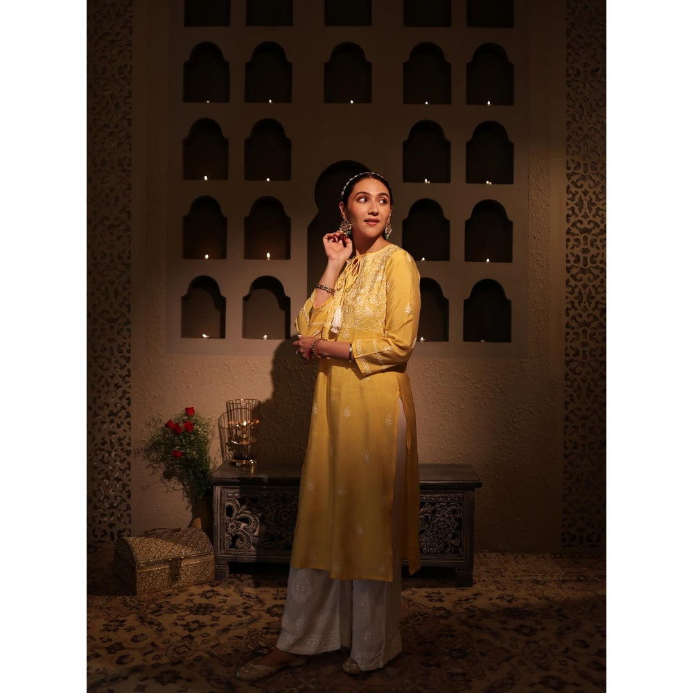 Chikankari Printed Long Kurta