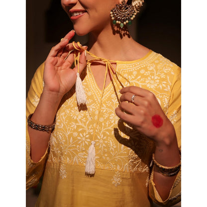 Chikankari Printed Long Kurta