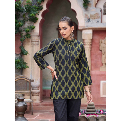 HOC Crafts Ikkat Woven Short Kurta