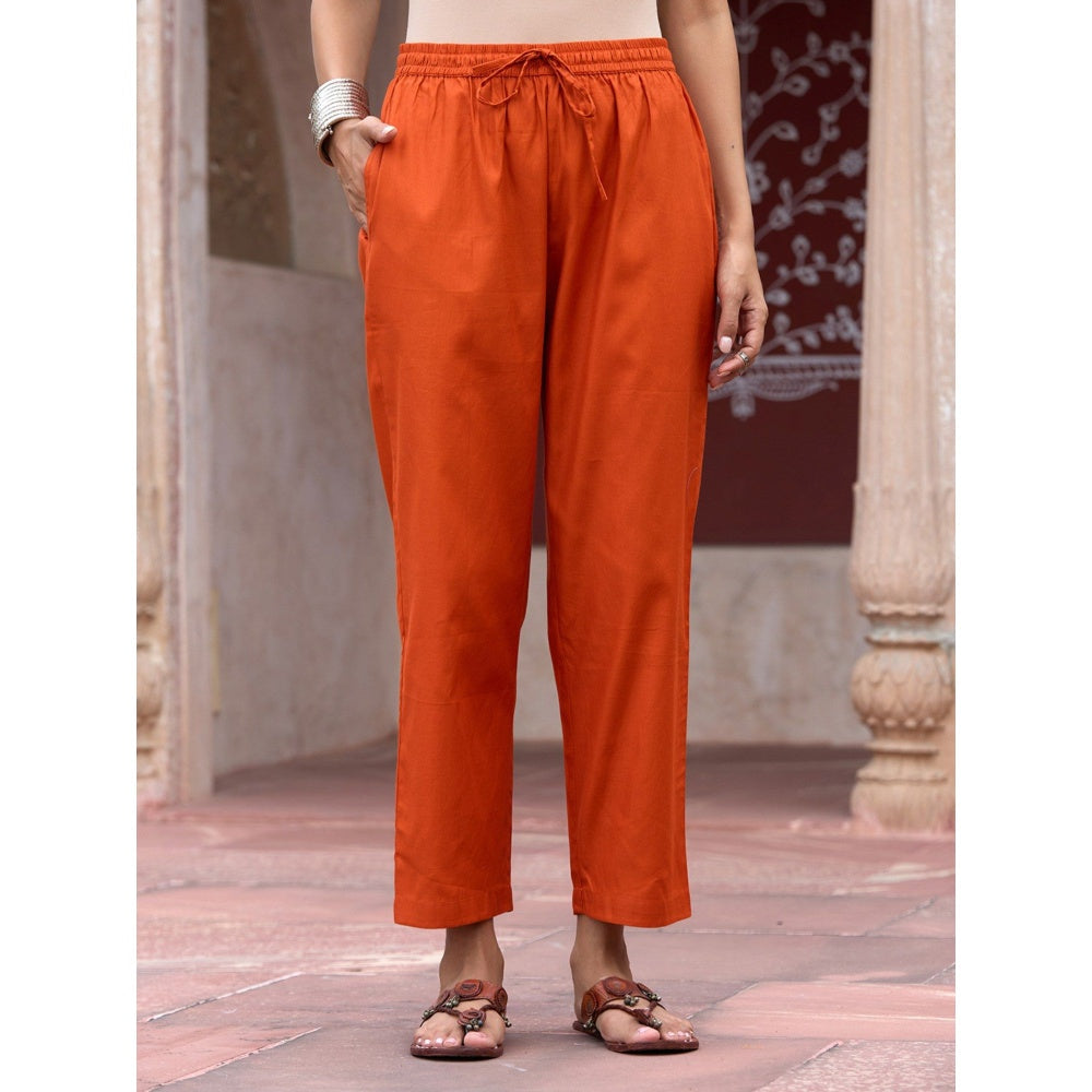 House of Chikankari Glazed Cotton Hand Block Rust Co-Ord (Set of 2)