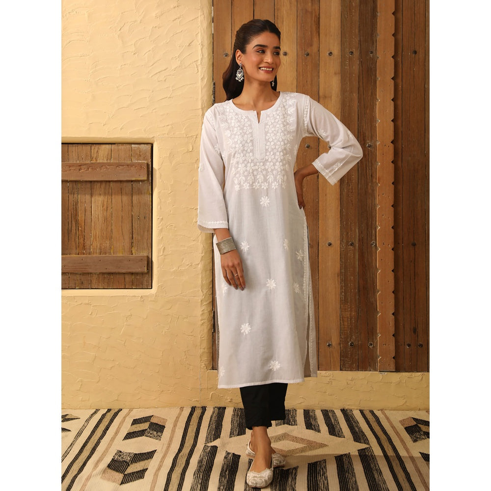 House of Chikankari Cotton Chikankari Embroidered Kurta