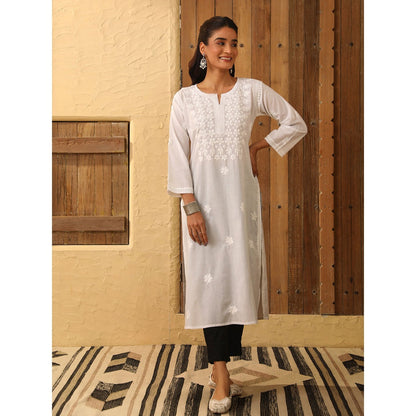 House of Chikankari Cotton Chikankari Embroidered Kurta