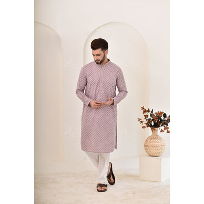 Chikankari Cotton Straight Men's Kurta