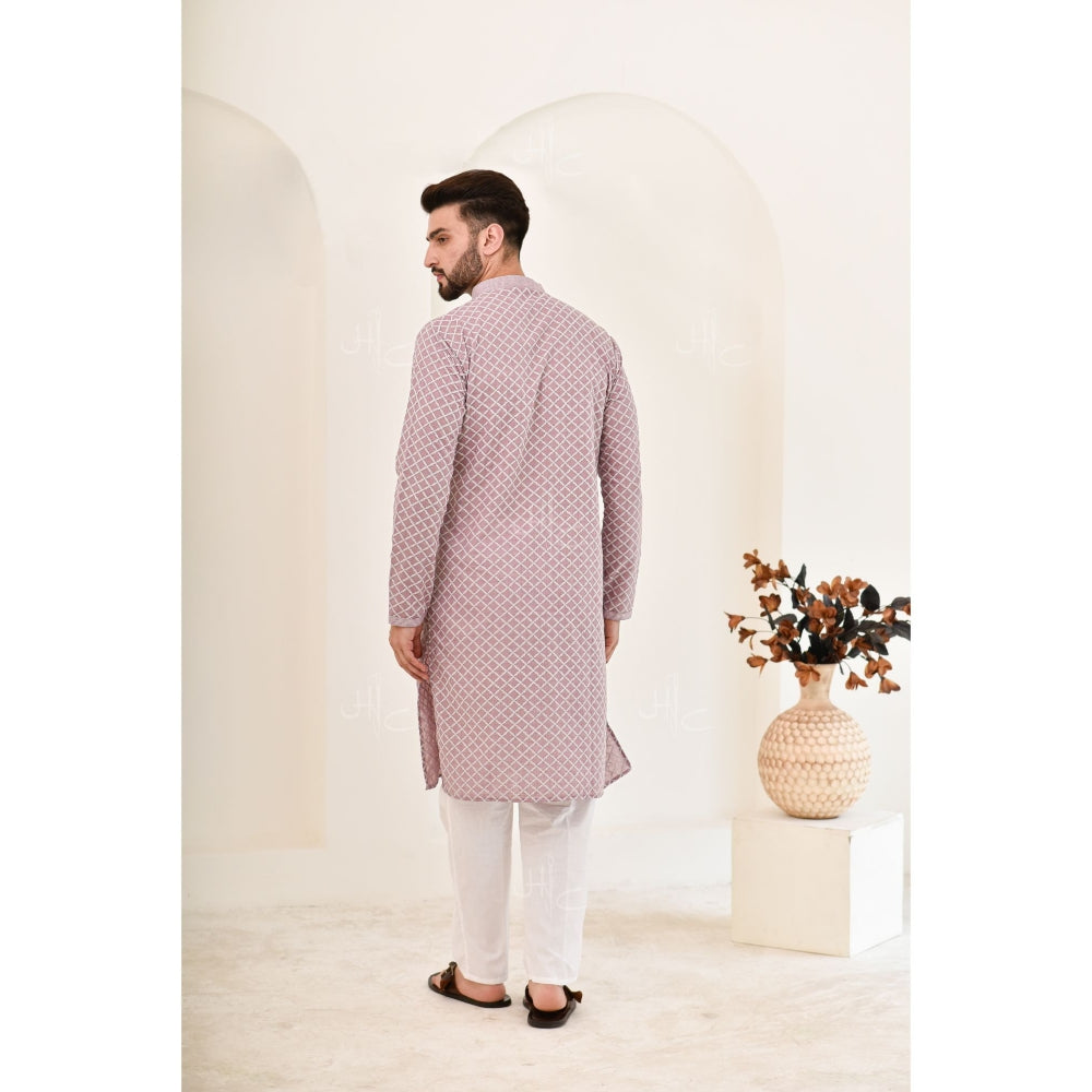 Chikankari Cotton Straight Men's Kurta