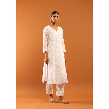 House of Chikankari White Kota Chikankari Women's Kurta with Pant