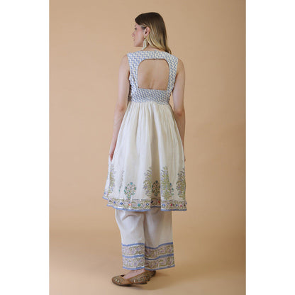 House of Supriya Off White Embroidered Kurta With Pant And Dupatta (Set of 3)