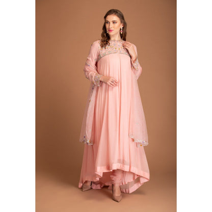 House of Tushaom Baby Pink Anarkali with Churidar and Dupatta (Set of 3)