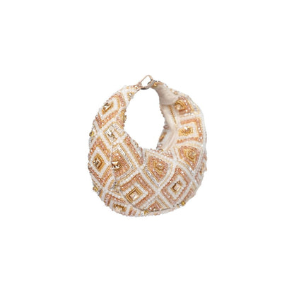 House Of Kosha Serin Gold Pastel Suede Embellished Clutch