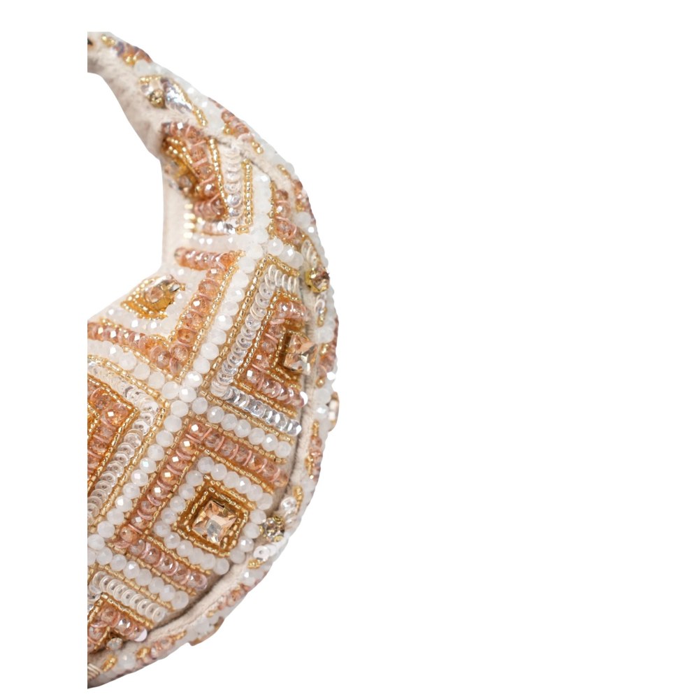 House Of Kosha Serin Gold Pastel Suede Embellished Clutch