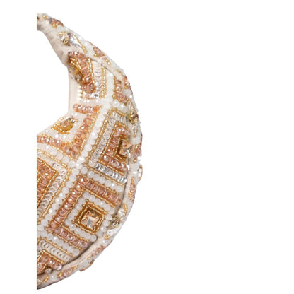 House Of Kosha Serin Gold Pastel Suede Embellished Clutch