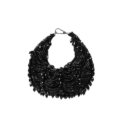 House Of Kosha Liona Black Suede Embellished Clutch