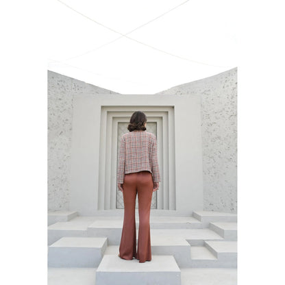 House of duti Orange Vivienne Frayed Edge Tweed Jacket