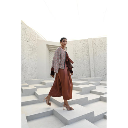 House of duti Orange Vivienne Frayed Edge Tweed Jacket