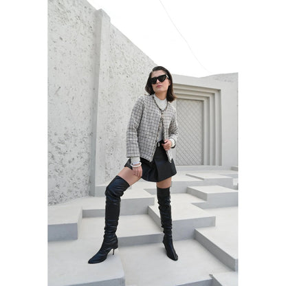 House of duti Cream Vivienne Frayed Edge Tweed Jacket