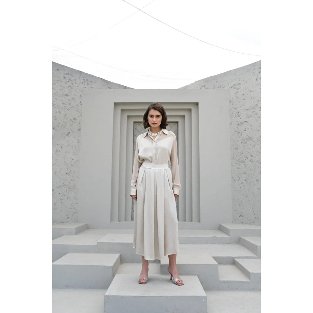 House of duti Ada Off White Solid Co-Ord (Set of 2)
