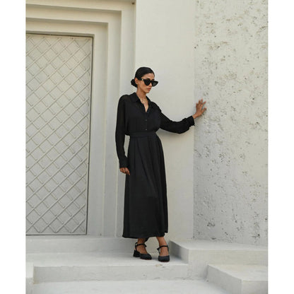 House of duti Ada Black Solid Co-Ord (Set of 2)