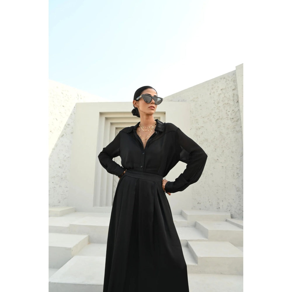 House of duti Ada Black Solid Co-Ord (Set of 2)