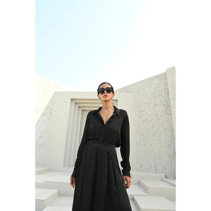 House of duti Ada Black Solid Co-Ord (Set of 2)