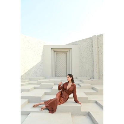 House of duti Ada Brown Solid Co-Ord (Set of 2)