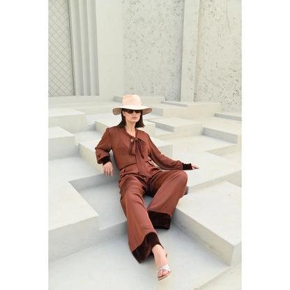 House of duti Bare Brown Solid Co-Ord (Set of 2)