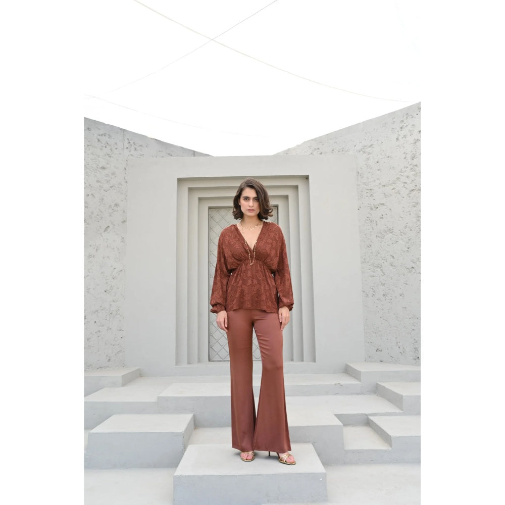 House of duti Amelie Brown Self Design Co-Ord (Set of 2)