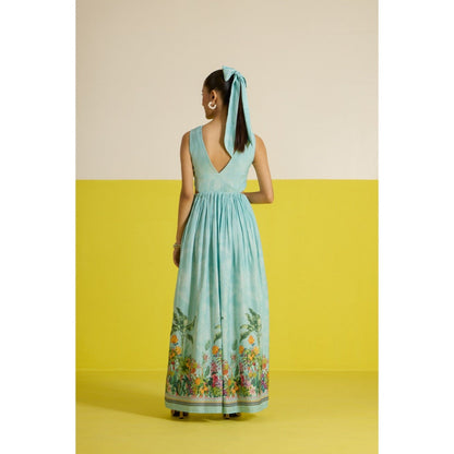 HOUSE OF HEATHER Blue Costabella Cutout Maxi Dress