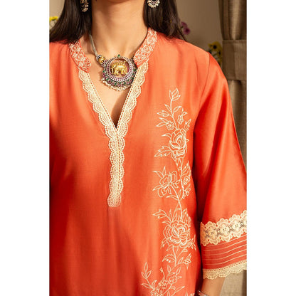 House of Inari Gulbahar Burnt Orange Pure Silk Co-Ord Set