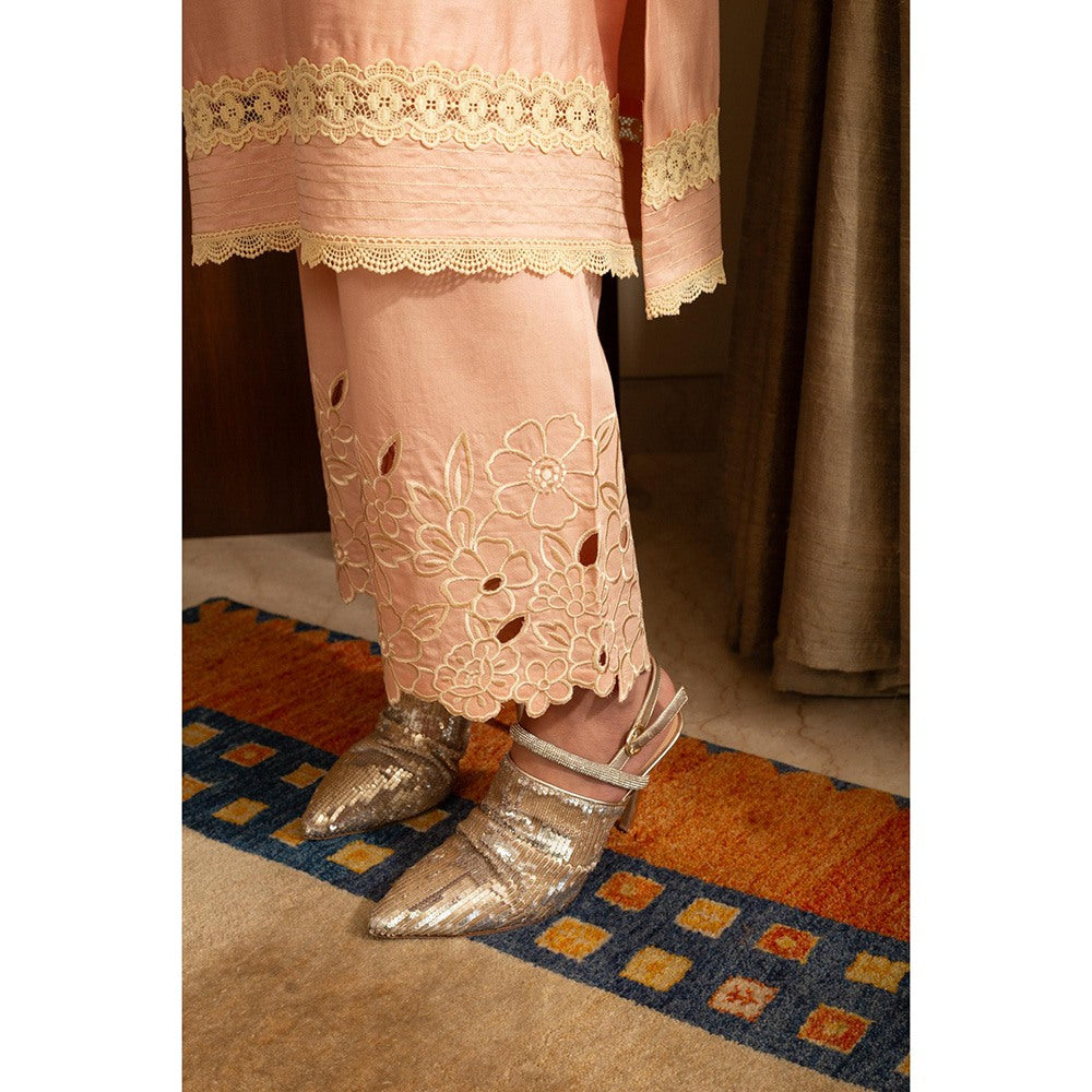 House of Inari Peach Gulbahar Pure Silk Co-Ord Set