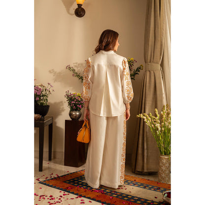 House of Inari Petunia Ivory Embroidered Indo Western Co-Ord Set